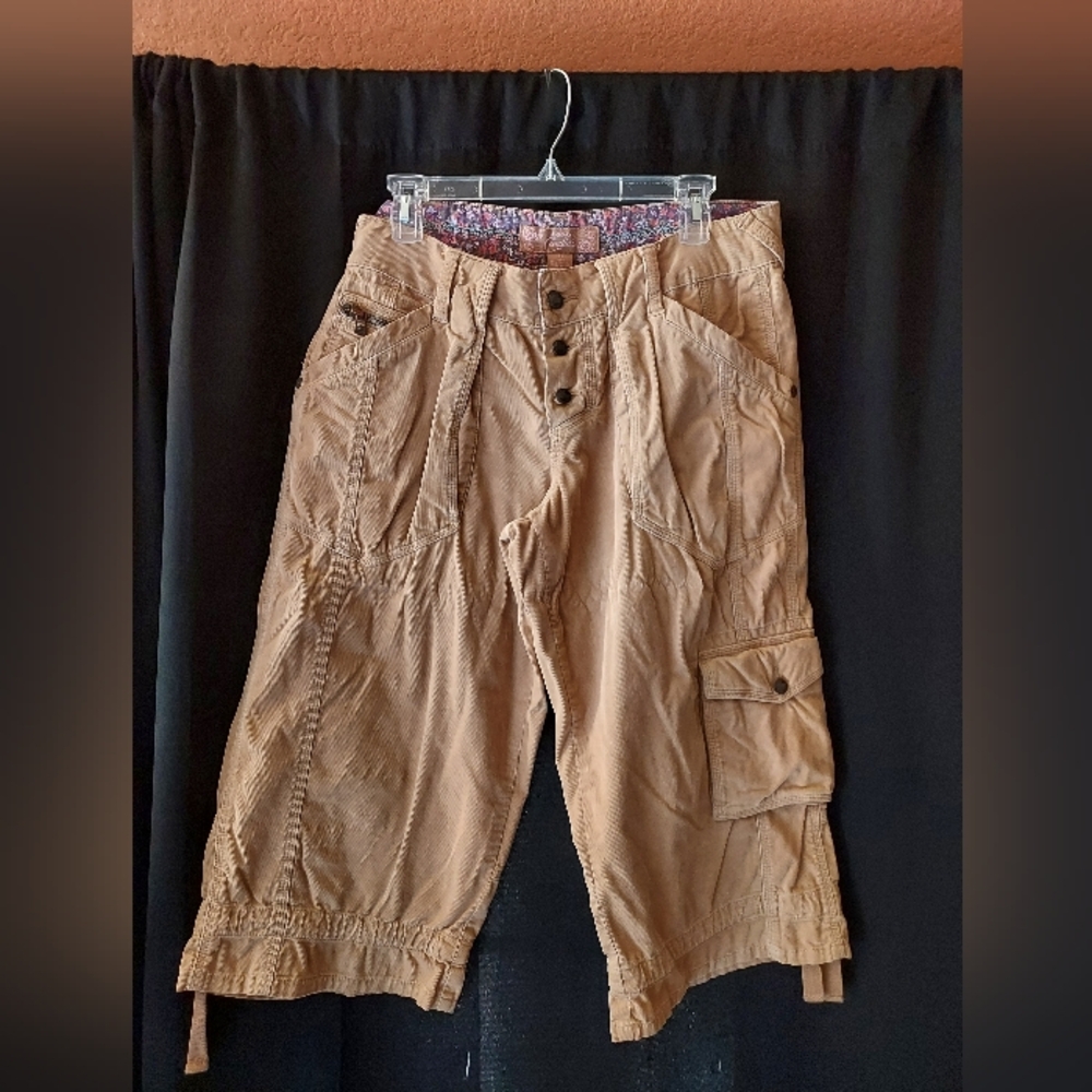Tan Cargo Shorts with Button Details